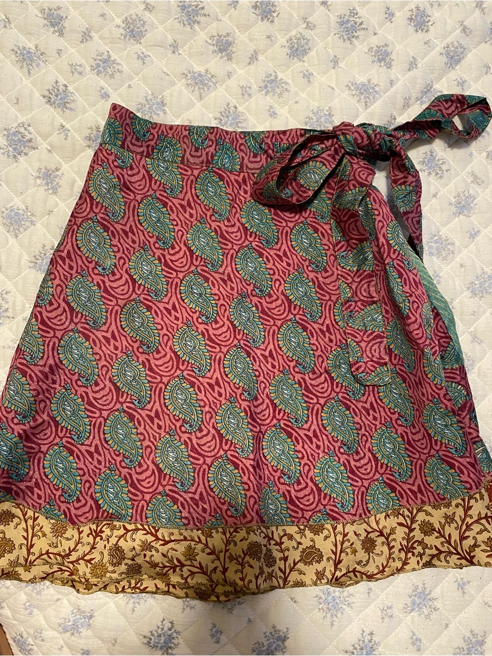 Purple Wrap Skirt with Green Accents